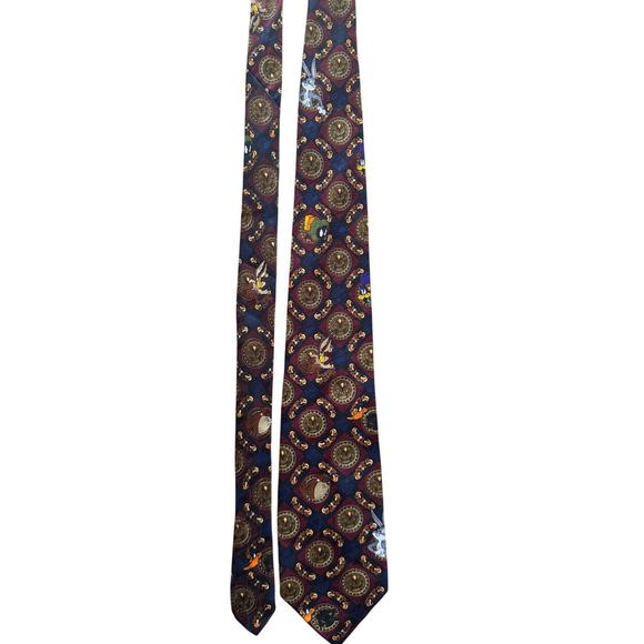Looney Tunes Mania Men's Tie Suits & Suits Separates Characters Burgundy/Black - Picture 2 of 5
